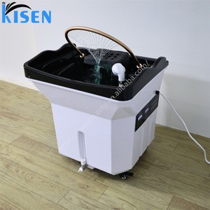 Kisen Bask Wash Shampoo Basin Portable Head Spa Mobile Salon Sink with 60L Water tank <b>Led</b> <b>Light</b> Heater Dome - Product Image 6