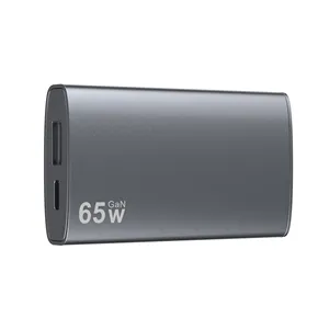 Desain baru ultra-tipis 65W pengisian daya Super cepat ganda pengisi daya dinding USB Pd GaN
