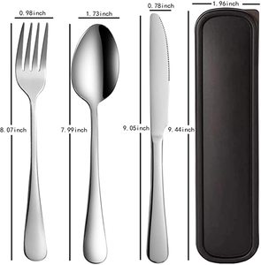 3Pcs Du Lịch <span class=keywords><strong>Flatware</strong></span> Với Trường Hợp Bữa Ăn Tối Dao Nĩa Spoon Set Xách Tay Cắm Trại Đồ Dùng Thiết Lập - Product Image 4