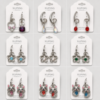Boucles d'oreilles pendantes XUPING en cristal tendance pour femmes, motif géométrique cœur fleur coloré, vente en gros pour usage quotidien