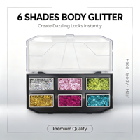 Palette de 6 couleurs de peinture corporelle scintillante écologique non toxique, gel à paillettes épaisses, kit de maquillage sûr pour la peau, le visage et les cheveux pour enfants