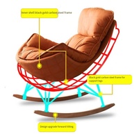 Chaise berçante rembourrée luxueuse avec dossier rembourré doux et base en bois pour une relaxation confortable
