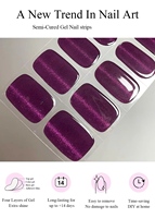 Bandes semi-durcies pour ongles en gel, violet foncé, lumière UV, qualité salon, facile à utiliser, 20 pièces