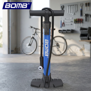 Bomba de Bicicleta de Acero BOMB, Bomba de Piso Portátil con Adaptador de Válvula para Válvulas Presta y Schrader, 130-160 PSI, Duradera y Ligera - Product Image 2