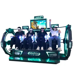 Cuatro jugadores disparando máquina de juego interactivo productos de realidad virtual 9d VR simulador cine