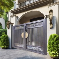 Portes d'entrée de cour en aluminium avec revêtement en poudre, design 2024, portes battantes en métal, sécurité extérieure, résidentiel, jardin, sur mesure