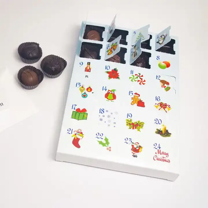 チョコレートキャンディーペーパーギフトボックス用の工場カスタムクリスマスギフトアドベントカレンダーボックス