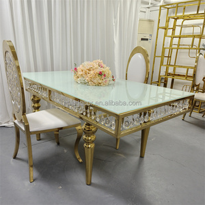 KHÁCH SẠN đám cưới đồ nội thất Chất lượng cao Vàng Kim Cương bảng gương Glass Top Hình Chữ Nhật đám cưới Bảng - Product Image 4