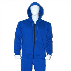 Ensemble de survêtement unisexe style européen, bleu roi, avec sweat à capuche et pantalon de jogging, 100% coton biologique, respirant, anti-rétrécissement, pour l'hiver - Product Image 1