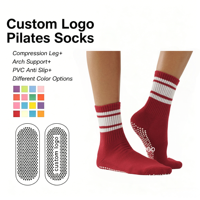 Chaussettes de Pilates personnalisées POPSOX, chaussettes de sport antidérapantes en tricot avec logo brodé personnalisé pour le yoga et le Pilates