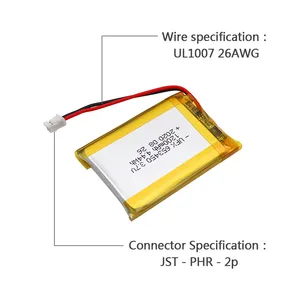 Batteria ai polimeri di litio batteria ricaricabile personalizzata UFX 653450 1200mAh 3.7V batteria ricaricabile ai polimeri di litio