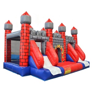 Château <span class=keywords><strong>gonflable</strong></span> médiéval en PVC de qualité commerciale avec double toboggan, thème incendie, pour locations de fêtes d'enfants - Product Image 2