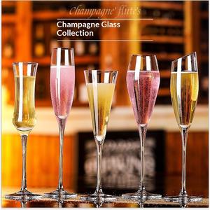 Copa de Cristal para el Hogar, Copa Biselada para Bodas, Copa Creativa de Tubo Recto para Vino Espumoso, Estilo Minimalista Comercial, 210 ml - Product Image 2