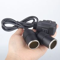 50cm ángulo recto OBD Obd2 16 pines a dos divisores de encendedor de cigarrillos Y Cable con interruptor