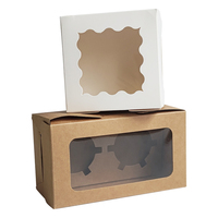 Boîtes à gâteaux carrées blanches et brunes de taille personnalisée de haute qualité Boîte d'emballage de cupcake à gâteau pliante avec fenêtre