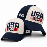 Gorra de Béisbol Personalizada de 6 Paneles, 100% Algodón, para Fanáticos del Fútbol Mundial 2026, con Logotipo del País Bordado