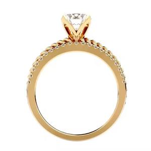 Joyería fina Mujer 14K 18K Oro amarillo 3ct Vvs Anillos de diamantes naturales con corte redondo Moissanite Anillo de diamantes de compromiso - Product Image 5