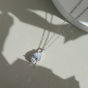 LZN04 RINNTIN pequeño colgante collar joyería personalizada collar 925 Plata gota de agua 8A Premium Cubic Zirconia collares - Product Image 6