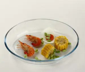 13 Inch Round Dinner Plate For Dinner Table Decoration Wholesale Clear Glass CLASSIC Machine Pressing Fish Dish Polished 2900ml