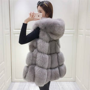 Chaleco de piel de zorro auténtica para mujer, de color natural a la moda ropa de invierno, venta al por mayor de fábrica, chaleco de piel de zorro auténtica de China - Product Image 5