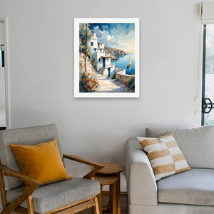 Scenario costiero fai da te isola greca villaggio 16x20 pollici di <span class=keywords><strong>arte</strong></span> senza cornice regali adulti dipingere con numeri Kit con Base di supporto in tela - Product Image 4