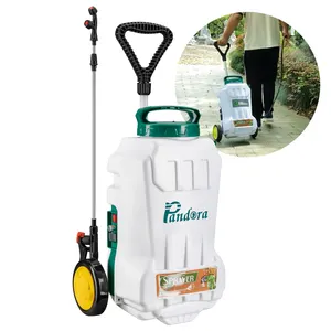 Pulverizador Pandora 16L Carrinho elétrico branco para névoa de água de jardim novo e usado com rodas para agricultura e fazendas com capacidade de 12L"