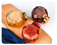 Botellas de Vidrio Hexagonales de Lujo para Miel, con Tapa de Madera Impresa, para Dulces, Galletas, Caramelos, Jalea, Leche, Aceitunas, Alimentos, Ensaladas, Comida para Mascotas