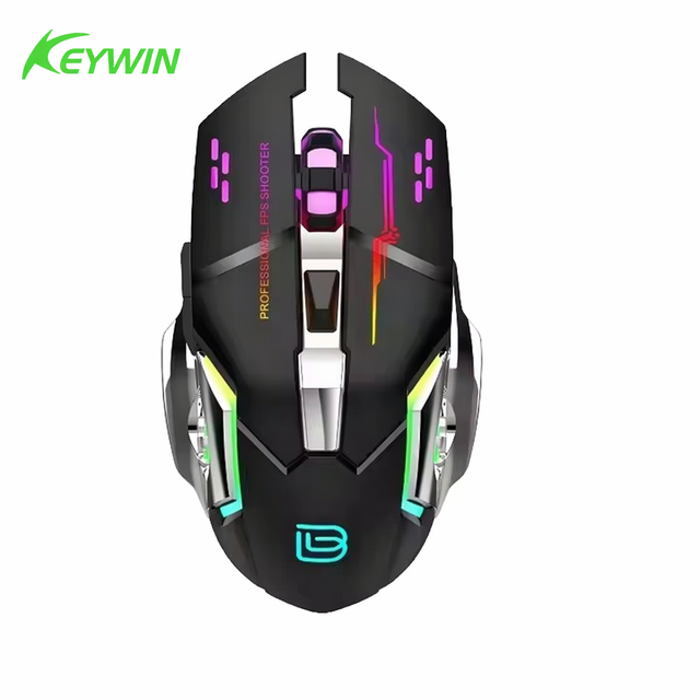 Factory Hot-selling Custom LED 6D Rechargeable Wireless Gaming Mouse Stock 1600 DPI LED Dual-mode 2.4g BT Wireless Gaming Mouse