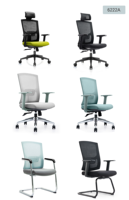 Chaise de bureau ergonomique en tissu avec support de tête en maille pivotante pour cadres