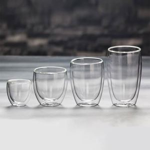 Fast Delivery Custom Logo 250ml/350ml/450ml High Borosilicate Glass Insulated Double-Walled BPA Free Microwave Safe <b>Coffee</b> Mug - Product Image 1