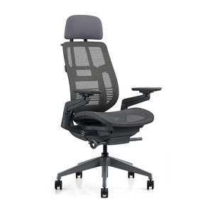 Chaises ergonomiques pivotantes noires à dossier haut en maille intégrale, nouveau style, avec soutien lombaire réglable, chaise de bureau - Product Image 2