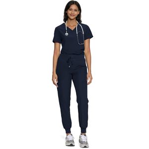 Ensemble de blouses et pantalons cargo pour femmes Floralhue, col en V, 12 poches, uniformes d'hôpital - Product Image 1