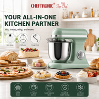 Robot pâtissier électrique Cheftronic B08 1200W 6L, 9 vitesses, avec bol en acier inoxydable, crochet pétrisseur, batteur et fouet