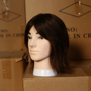 Venta al por mayor de alta calidad 100% fibra de cabello humano peluquería maniquí <span class=keywords><strong>muñeca</strong></span> práctica cabeza de entrenamiento masculino para Peluqueros - Product Image 5