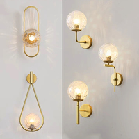 Chambre à coucher de luxe montage sur maison éclairage intérieur lustres décoratifs d'intérieur métal or noir moderne verre Led applique murale lampes
