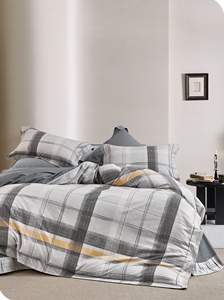 Ensemble de literie moderne à carreaux en coton 100% pur, 4 pièces, housse de <span class=keywords><strong>couette</strong></span> confortable et respirante en coton pour chambre à coucher, hôtel - Product Image 3