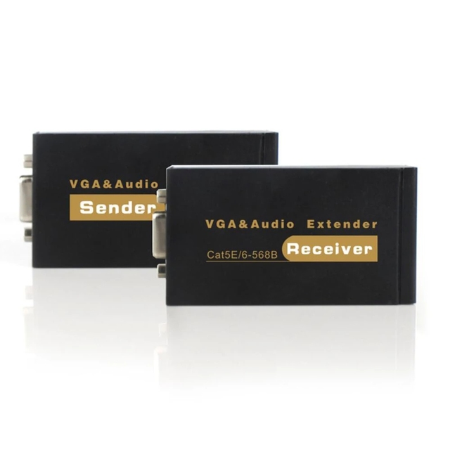 1080P VGA Extender with Audio Over Cat5/6 Cable up to 100M VGA to RJ45 Ethernet Converter Extender for PC Laptop Projector