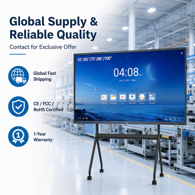 Interactive Smart Board 20-Point Touch LCD Display All-In-One Machine Wireless Screen Casting 4K Digital Whiteboard for Meeting