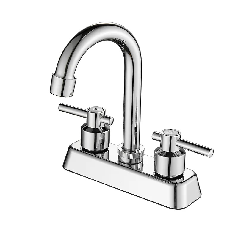2023 Customizable double handle hot and cold water mixing 4 inch toilet sanitary plastic faucet