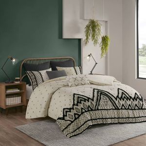 DB King and Queen Size Ensemble de couette 3 pièces en coton lin mélangé avec remplissage en PVC pour la chambre à coucher pour les vacances de Noël - Product Image 1