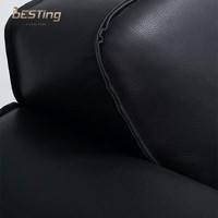 Sofá de casa de estilo minimalista moderno para la venta Tapicería genuino de cuero negro relleno de sofá de plumón de ganso blanco