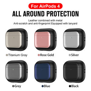 Étui pour écouteurs en TPU souple à motif de cuir plaqué pour <span class=keywords><strong>Airpods</strong></span> 4 pour <span class=keywords><strong>airpods</strong></span> 1 2 3 Pro 2 <span class=keywords><strong>coque</strong></span> sans fil anti-rayures + lanière - Product Image 6