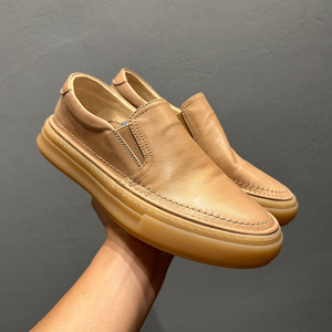 Mocasines de cuero genuino, suaves, transpirables, informales, para hombre, de tacón bajo, color sólido, suela adhesiva. - Product Image 4