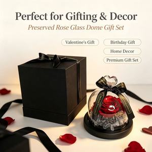 El Mejor Regalo para el Día de San Valentín, Graduación, Navidad: La Bella y la Bestia, Rosa en Forma de Corazón en Cúpula de Cristal, Rosas Frescas Hechas a Mano - Product Image 4