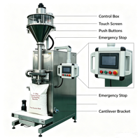 Machine d'emballage verticale semi-automatique AAT AT-DGS-10F à vis sans fin PLC pour poudre, remplissage par le bas sans poussière, capacité 50 kg, sacs en papier