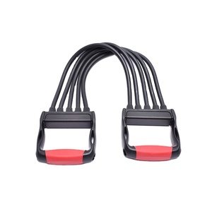 Dụng Cụ Giãn Nở Ngực 5 Lò Xo Co Giãn Có Thể Điều Chỉnh, Kéo Giãn, Tập Thể Dục Tại Nhà, Màu Đen-Đỏ Với Tay Cầm Chống Trượt - Product Image 1
