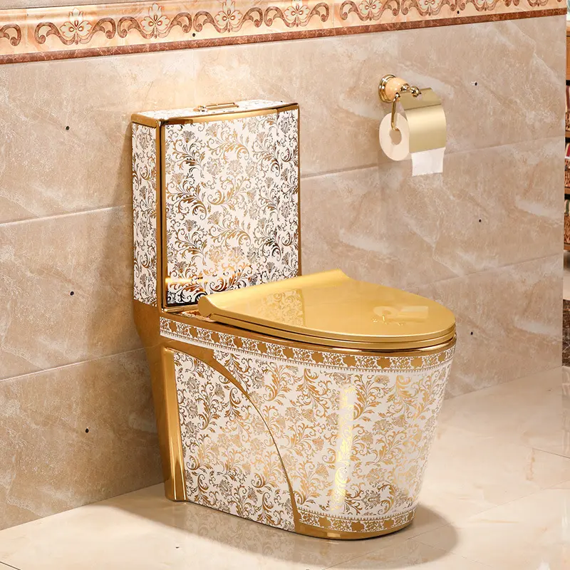 Hoge Temperatuur Goud Badkamer Wc Wc Gouden Sanitair Een Stuk Badkamer Toiletpot Luxe Gouden Keramische Toiletten