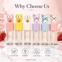 ISMAN Vente en gros Tubes de brillant à lèvres vides de 4 ml en forme d'ours mignon pour enfants, emballage de teinture à lèvres avec grand applicateur brosse, logo personnalisé