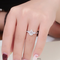 Bague en diamant de culture certifié IGI, taille poire, de 0,5 à 5 carats, unisexe, pour fiançailles et mariage, personnalisable, en or massif 14k 18k, tendance