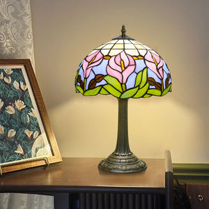 Lampe de table en verre teinté <span class=keywords><strong>Calla</strong></span> Lily de 12 pouces, lampe de lecture de chevet pour chambre à coucher, bureau, style Tiffany, lampes de bureau rétro - Product Image 1